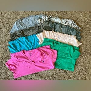 Set of 8 J. Crew vneck short sleeve tees tshirts Ralph Lauren M camo